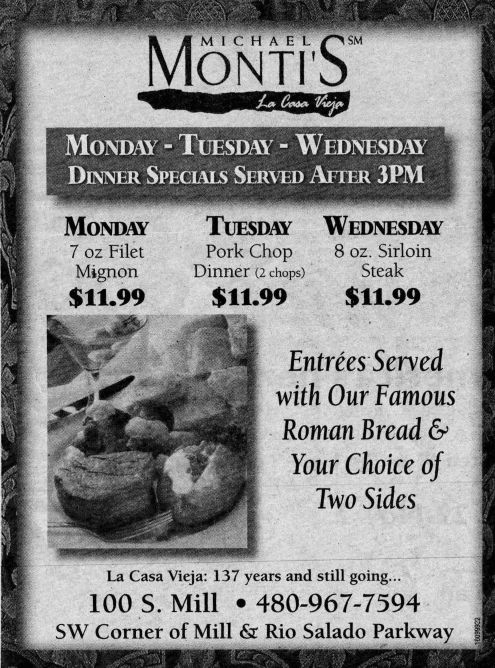 Monti's La Casa Vieja Dinner Specials for $11.99